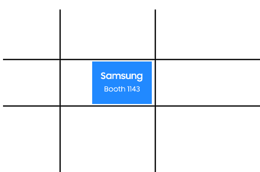 A graphical representation of the InfoComm 2023 floor plan highlights Samsung's booth location